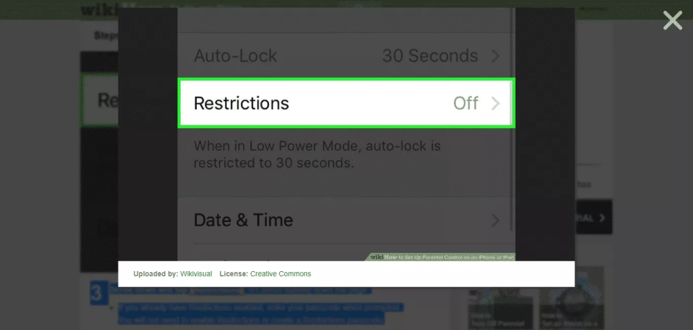 Restrictions setting on iPhone